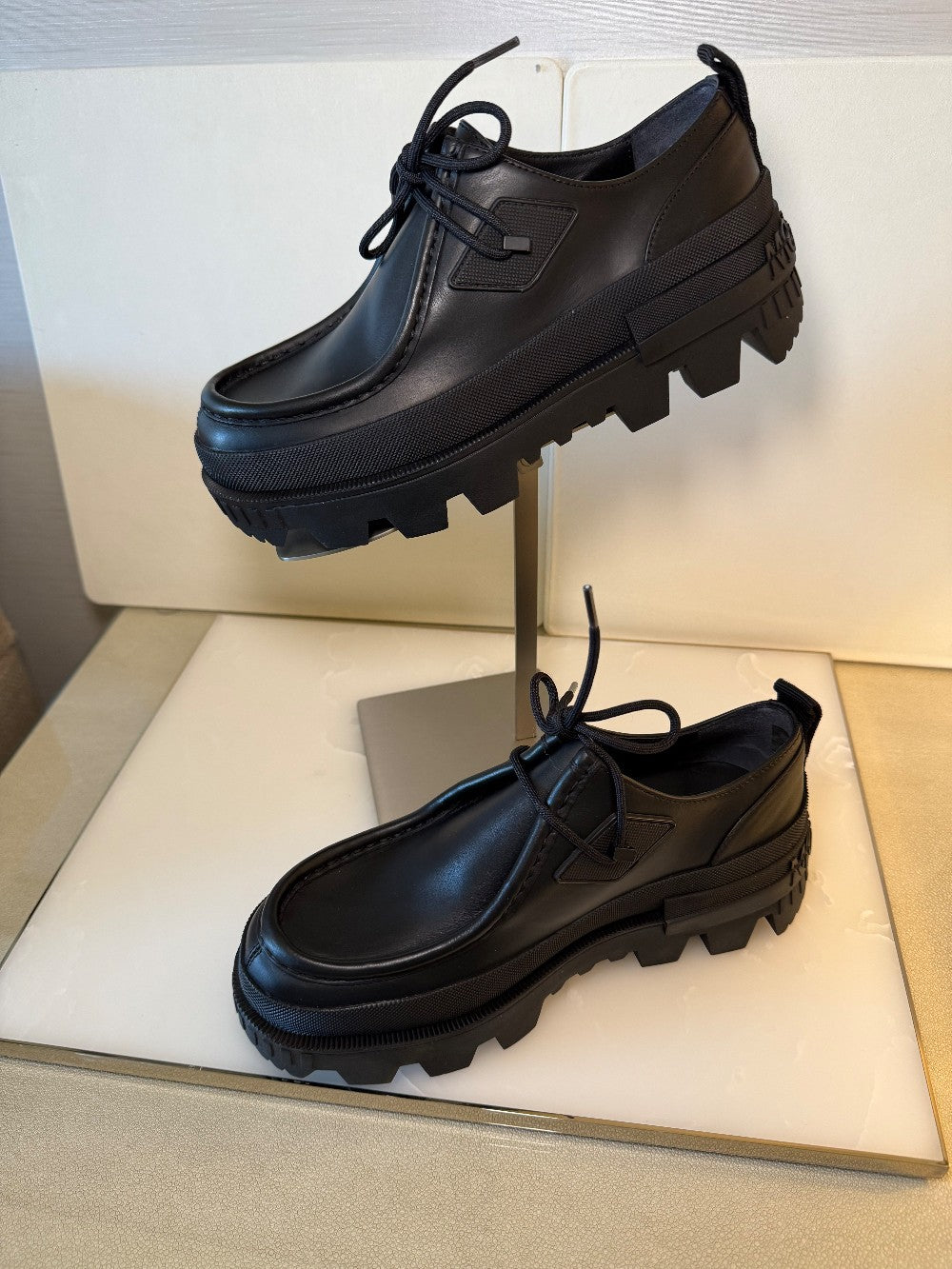 BLACK MONCLER LACE-UP PLATFORM SIZE 37|72