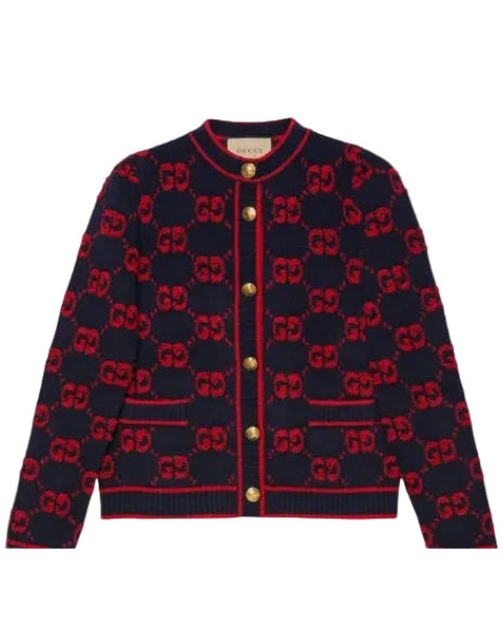 GUCCI WOOL PRINTED SWEATE BLUE/RED|496