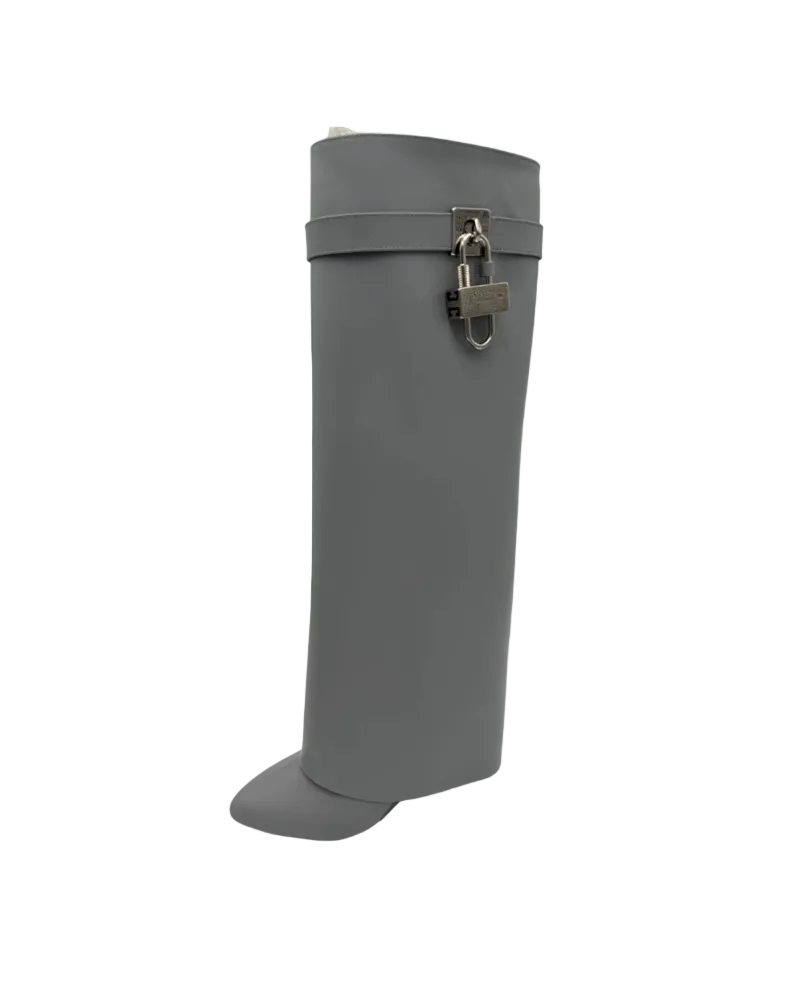 Givenchy Grey Leather Shark Lock Boots Size 40