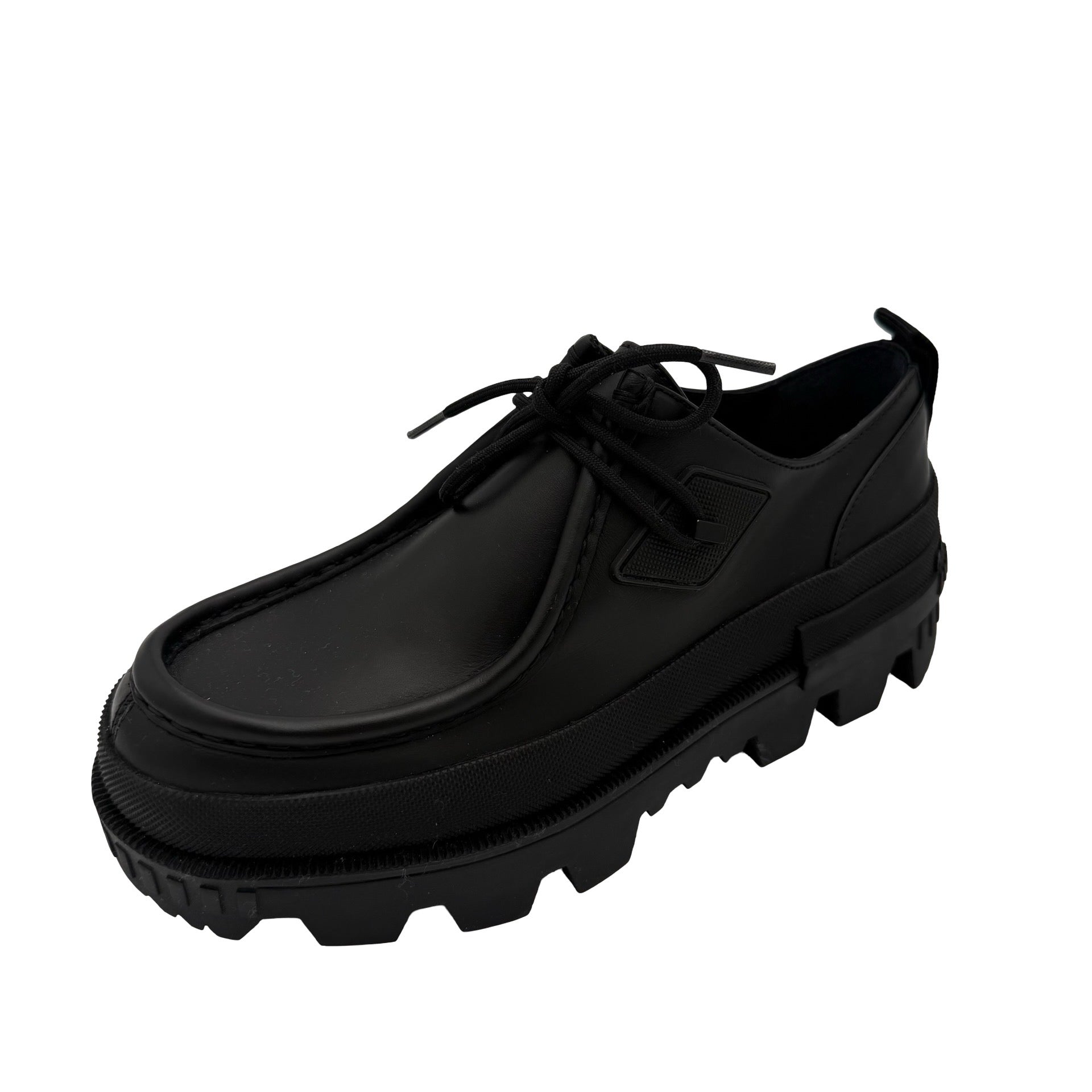 P*୧様 MONCLER ブラック ラバーシューズ Moncler Black Leather Lug Sole Lace Up Shoes Size 37 – Archive Vault