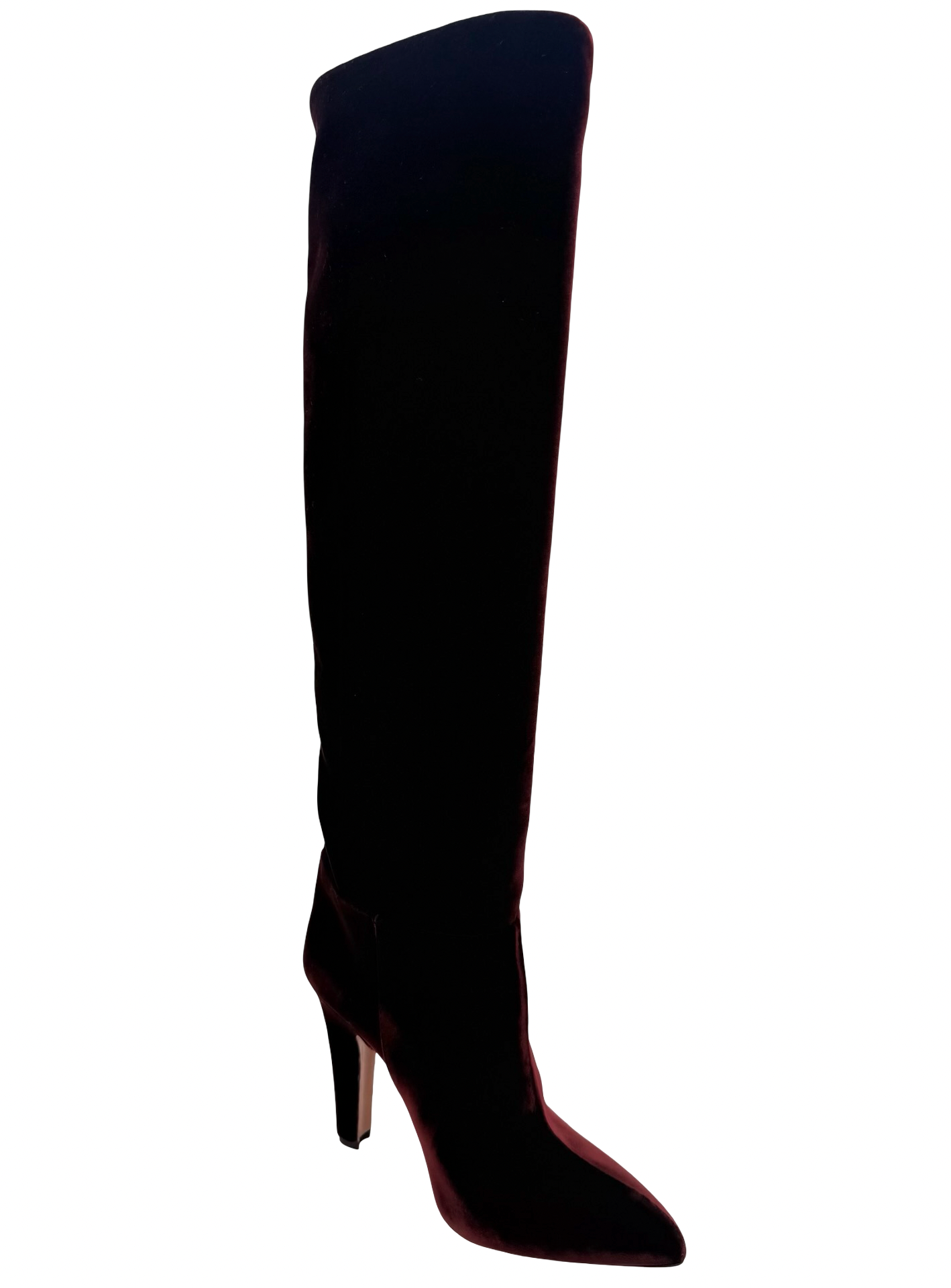 Paris Texas Pinot Noir Velvet Elsa Knee High Boot 100 Size 38