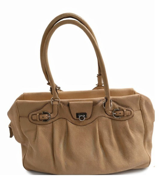 Ferragamo Gancio Top Handle Bag (Vintage) - Cream|545