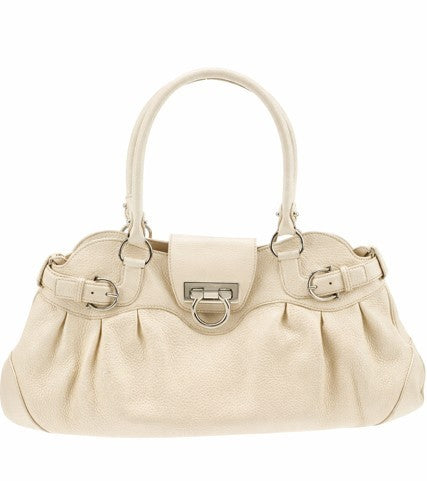 Salvatore Ferragamo Gancio Top Handle Bag (Vintage) - Cream|508