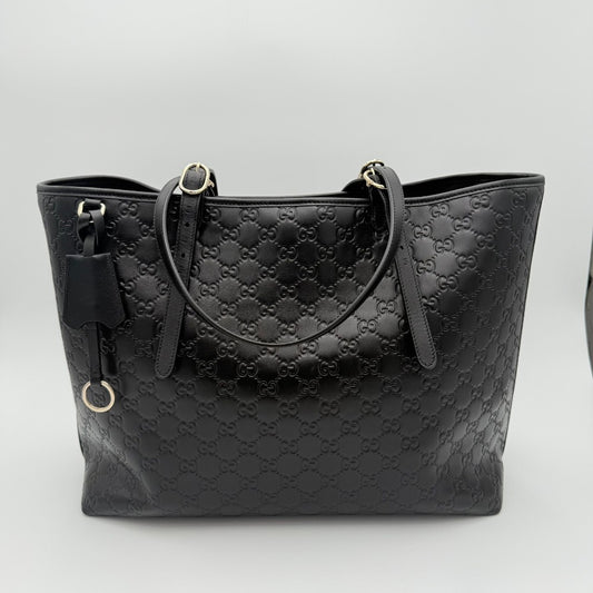 Gucci Tote Bag Black Leather New|187
