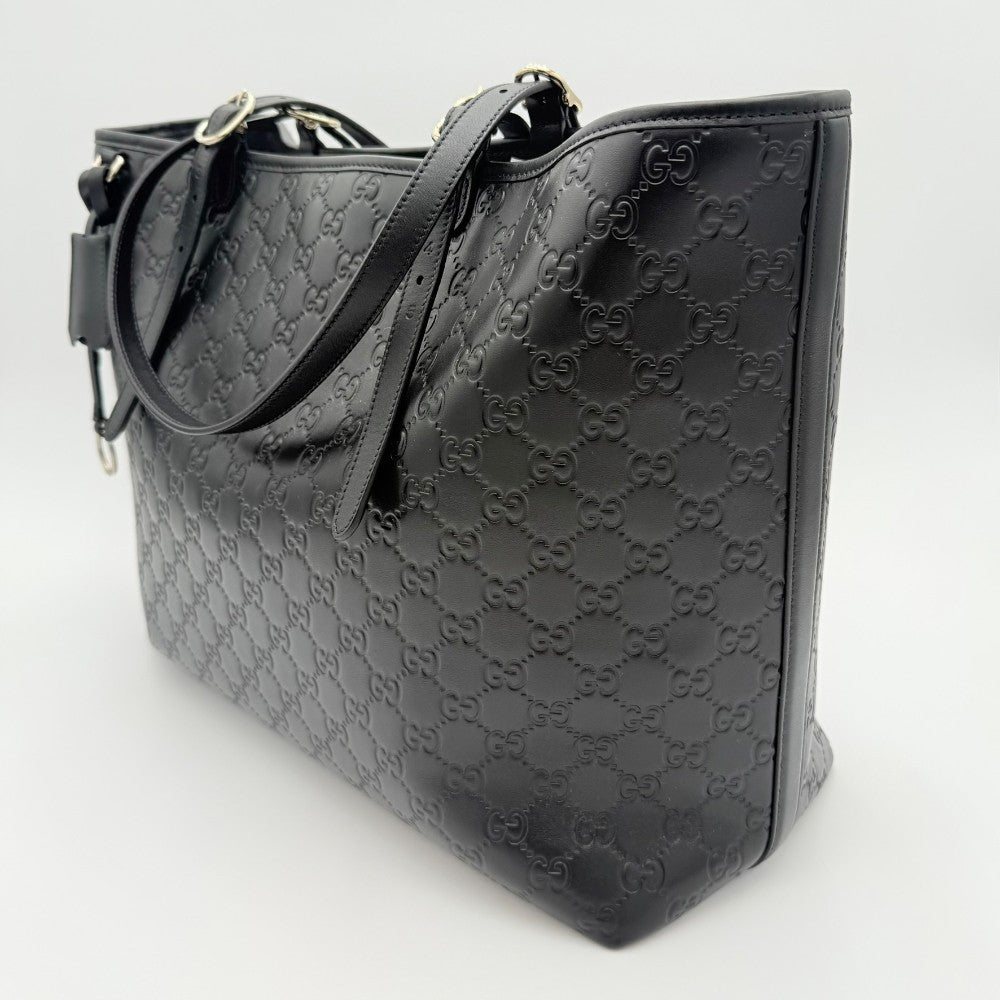 Gucci Tote Bag Black Leather New|186