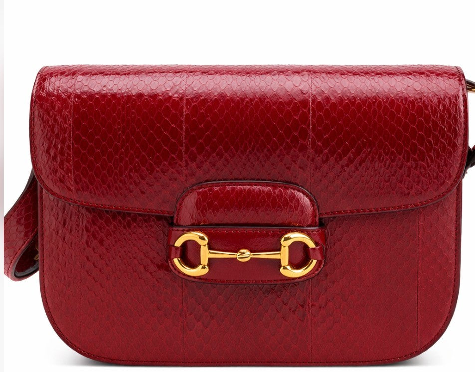 Gucci Snakeskin Red Horsebit 1955 Small (New)|519