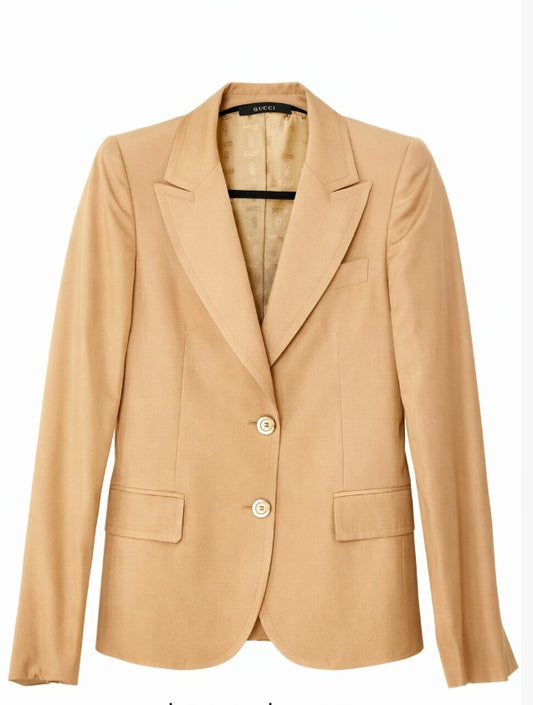 Gucci 100% Silk tailored blazer - Vintage Light Tan - Size US 6/ IT40|524