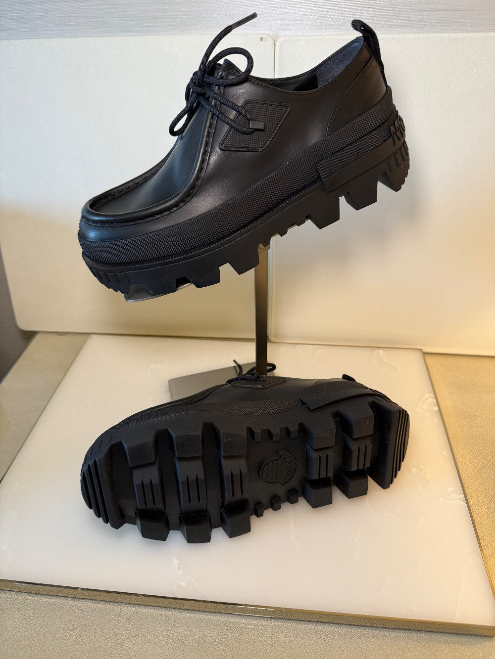 BLACK MONCLER LACE-UP PLATFORM SIZE 37|71