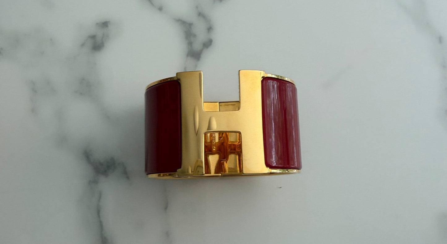 Hermes Clic H Bracelet Red and Gold