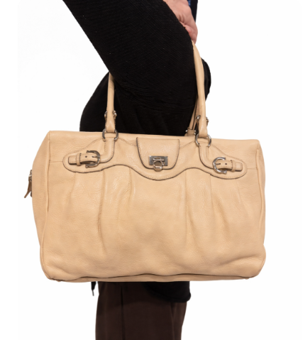 Ferragamo Gancio Top Handle Bag (Vintage) - Cream|547