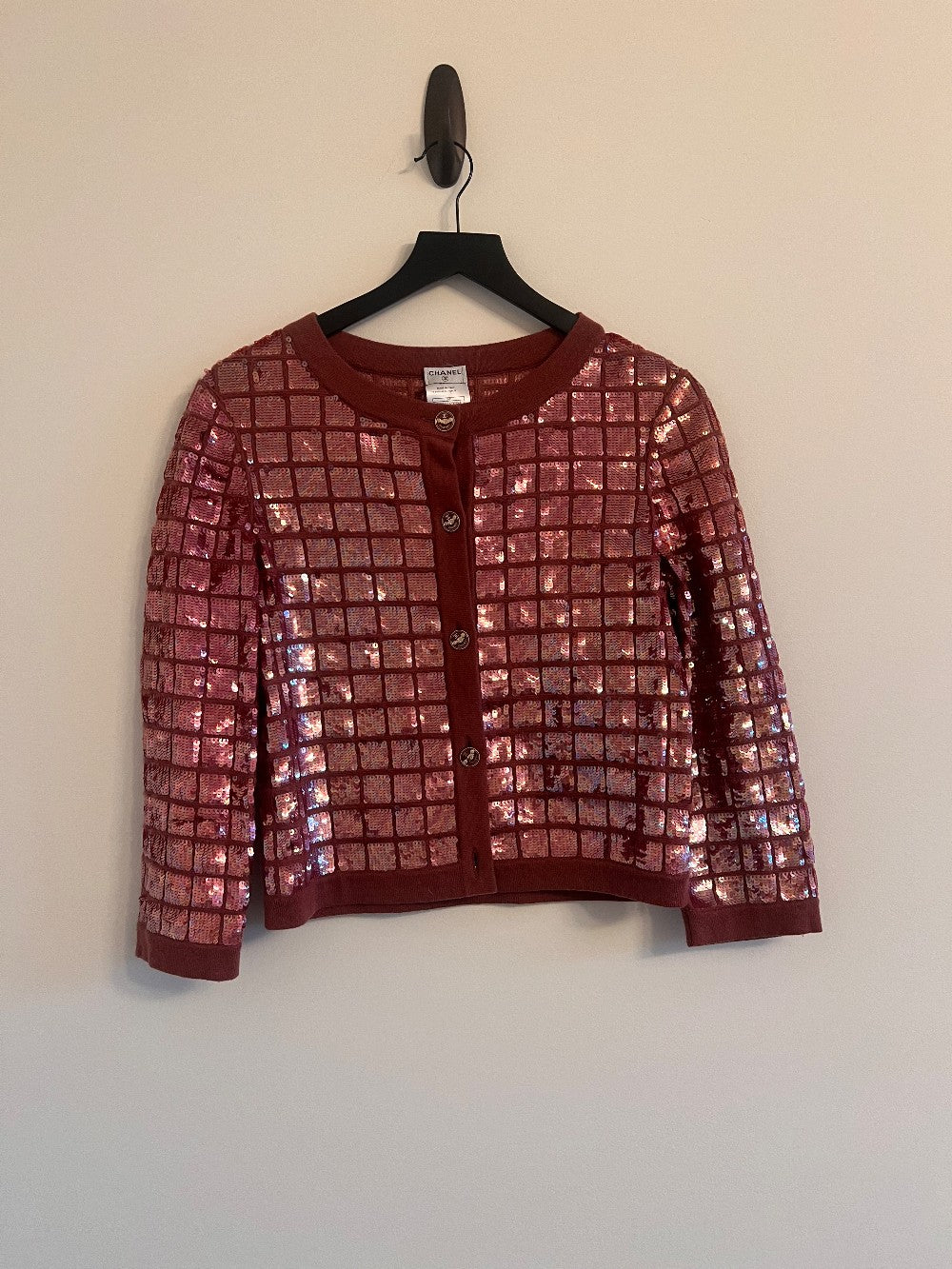 CHANEL SEQUIN CARDIGAN SIZE 38|175