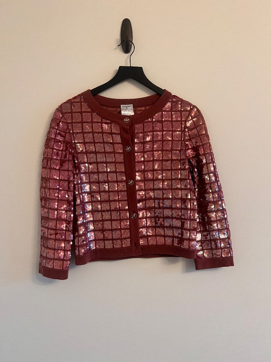 CHANEL SEQUIN CARDIGAN SIZE 38|175
