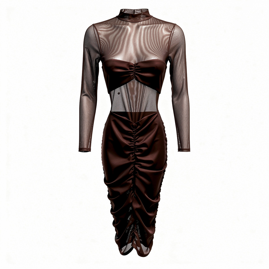 SER.O.YA SHEER LONG-SLEEVED MAXI DRESS SIZE XXS