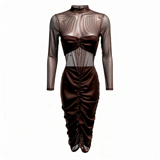 SER.O.YA SHEER LONG-SLEEVED MAXI DRESS SIZE XXS