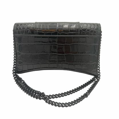 Balenciaga Black Croc Embossed Hourglass Wallet