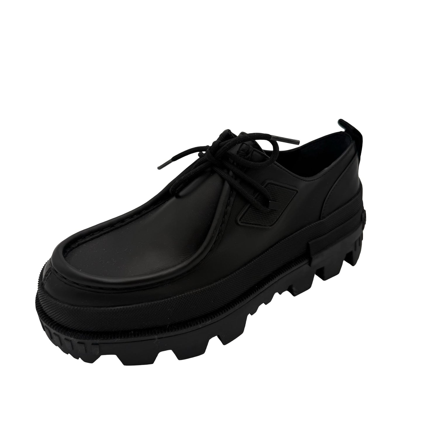 Moncler Black Leather Lug Sole Lace Up Shoes Size 37