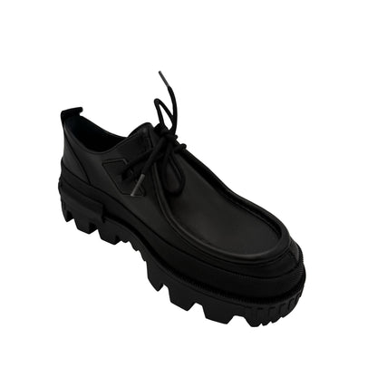 Moncler Black Leather Lug Sole Lace Up Shoes Size 37