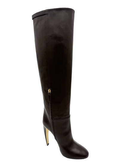 Roberto Cavalli Brown Leather Sissy Boots Size 39