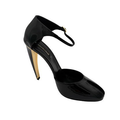 Roberto Cavalli Black Patent Leather Pumps Size 38