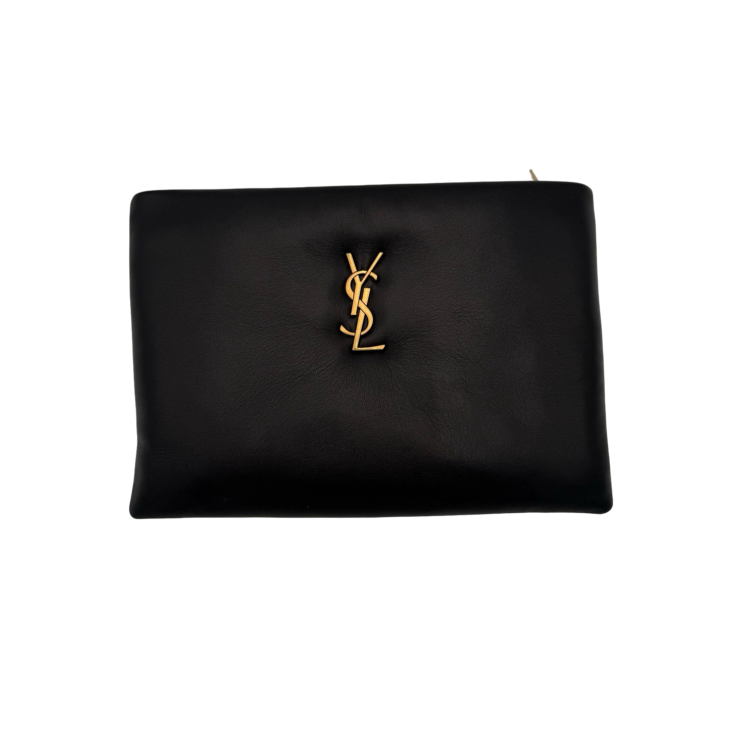 Saint Laurent Black Lambskin Leather Calypso Pouch