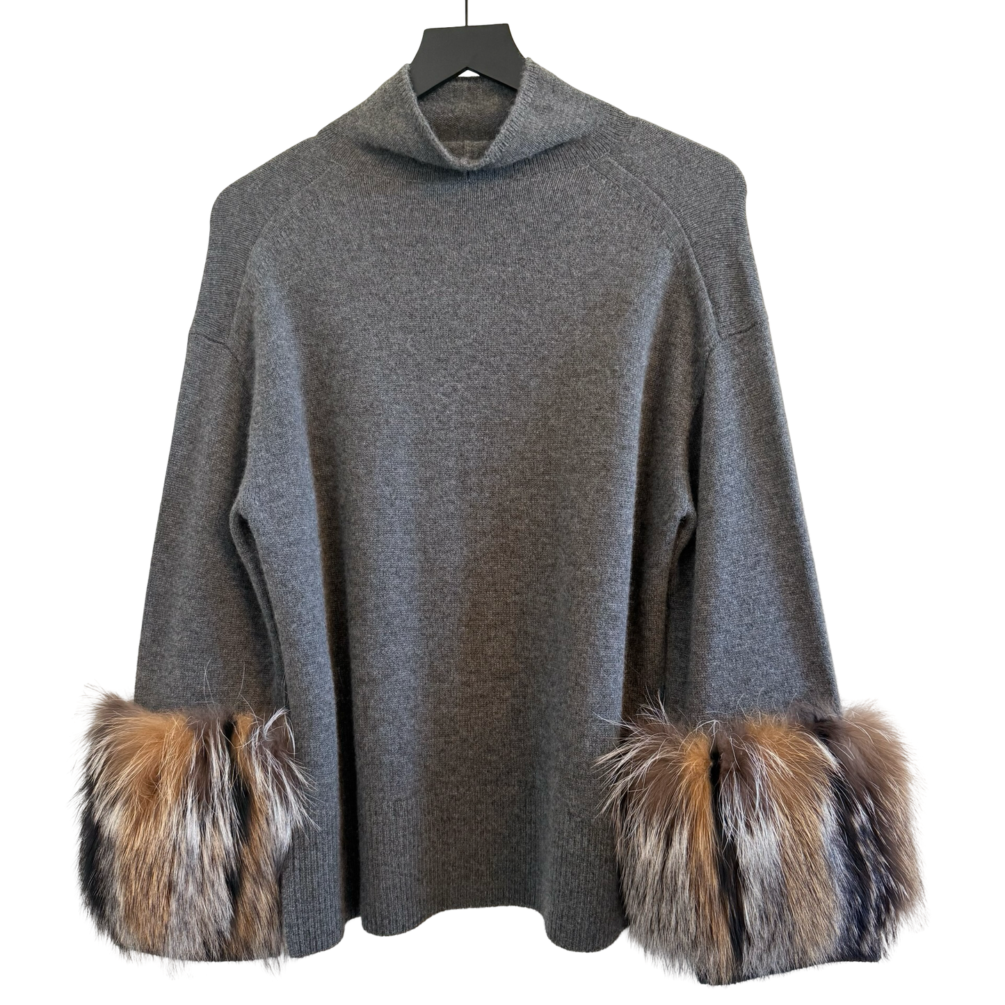 Lafayette 148 Cashmere Sweater with Fur Cuffs Size Small New