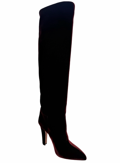 Paris Texas Pinot Noir Velvet Elsa Knee High Boot 100 Size 38