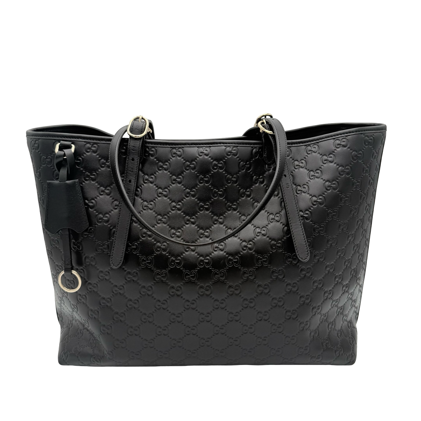 Gucci Black Embossed Leather Tote Bag