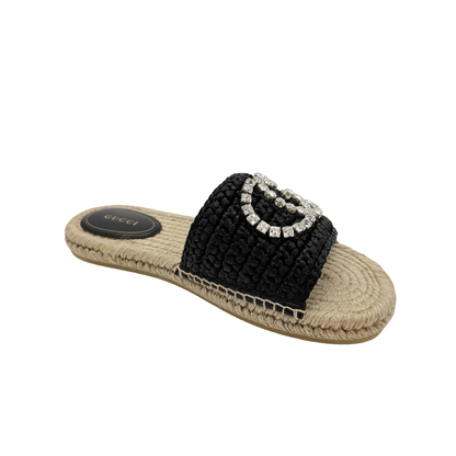 Gucci Raffia Espadrille Slides Size 38