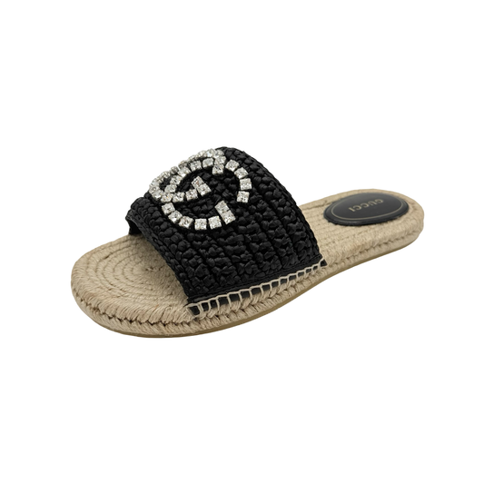 Gucci Raffia Espadrille Slides Size 38