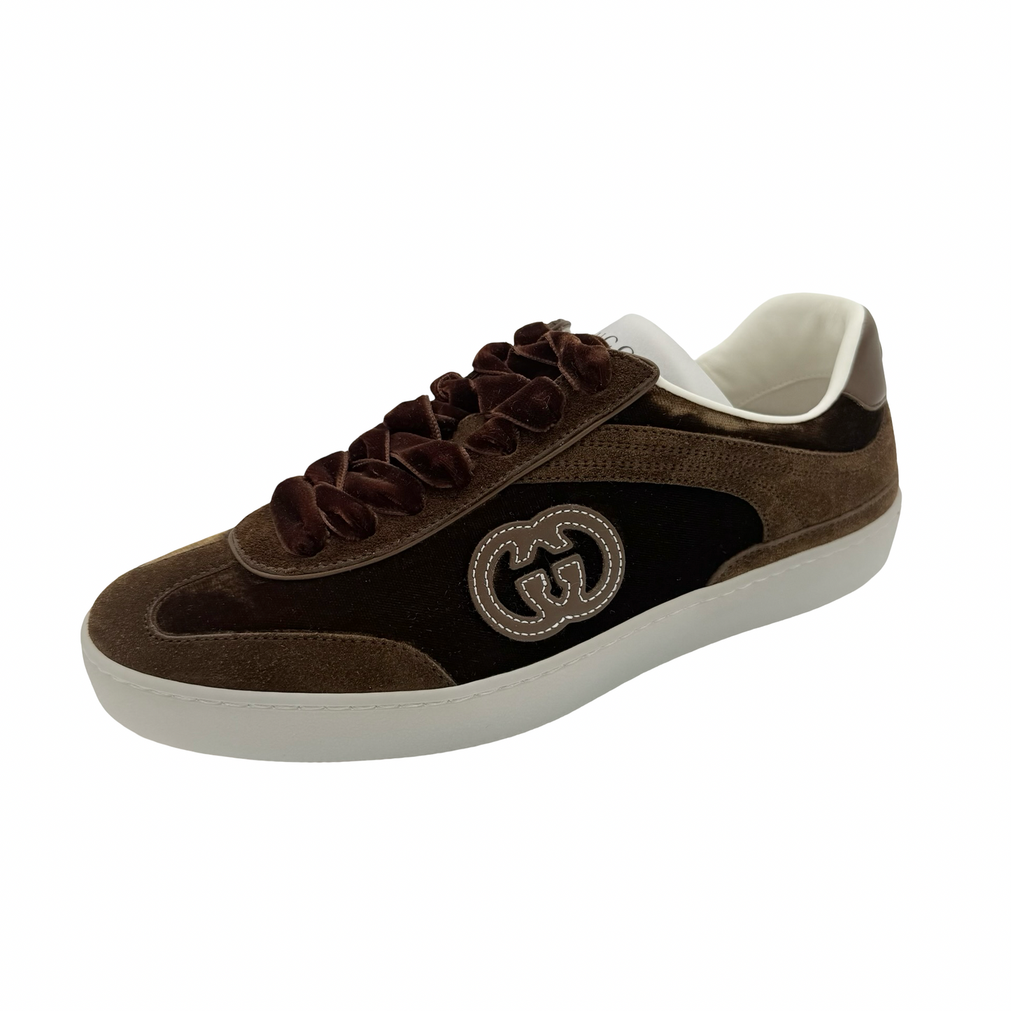 Gucci G75 Sneakers in Brown Velvet Size 38 1/2 New