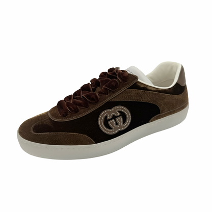 Gucci G75 Sneakers in Brown Velvet Size 38 1/2 New