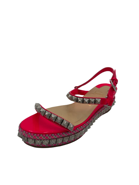 Christian Louboutin Pink Studded Espadrille Sandals Size 40