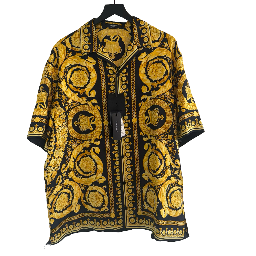 Versace Barocco Print Silk Shirt Size 56 New|464