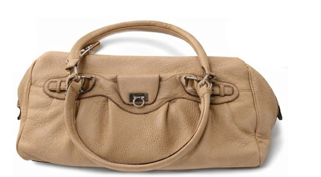 Ferragamo Gancio Top Handle Bag (Vintage) - Cream|543