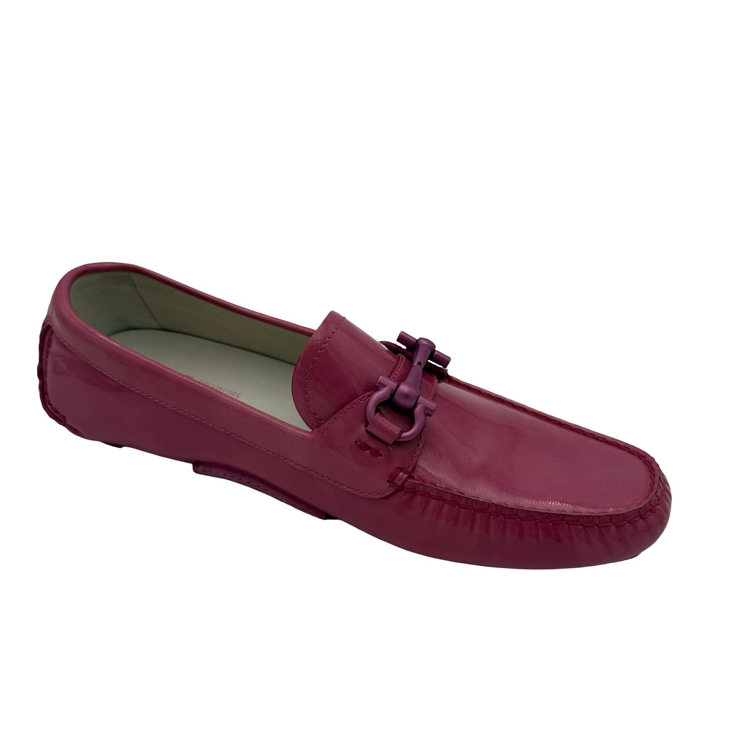 Salvatore Ferragamo Pink Patent Leather Driver Loafers Size 9 1/2