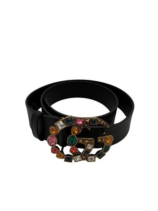 Gucci Crystal Embellished Double G Belt