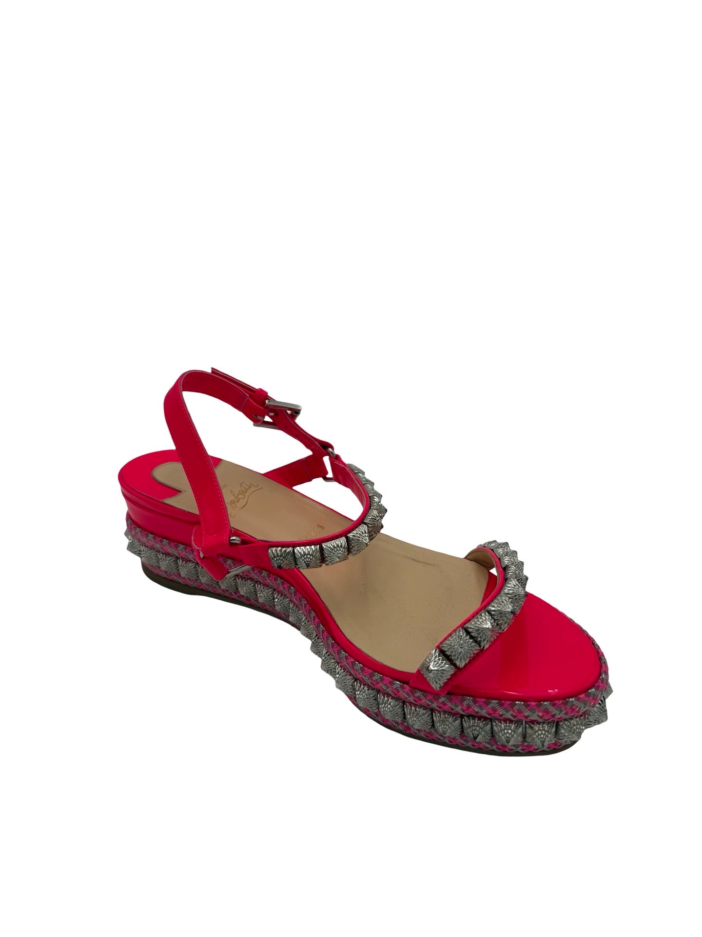 Christian Louboutin Pink Studded Espadrille Sandals Size 40