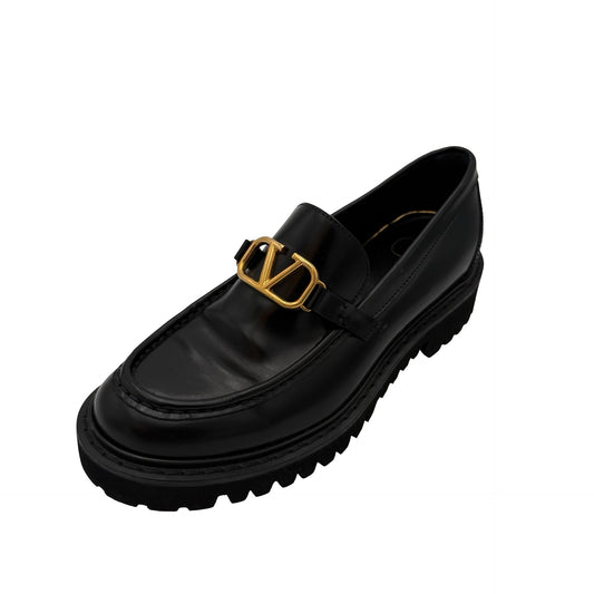 Valentino VLogo Leather Lug Sole Loafers Size 37 1/2